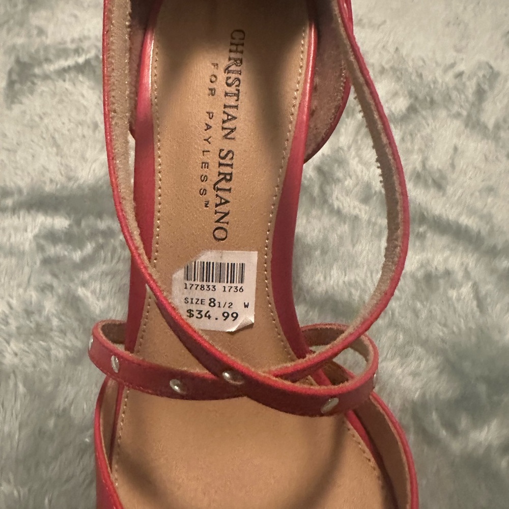 Bright Red High Heels with Pointed Toe and Thin Straps - Picture 9 of 10